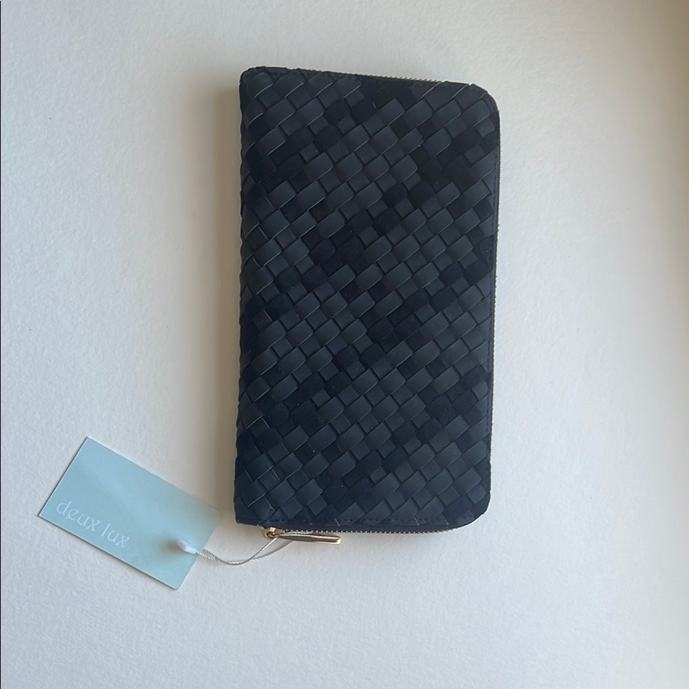 Delaney Black Woven Passport Wallet